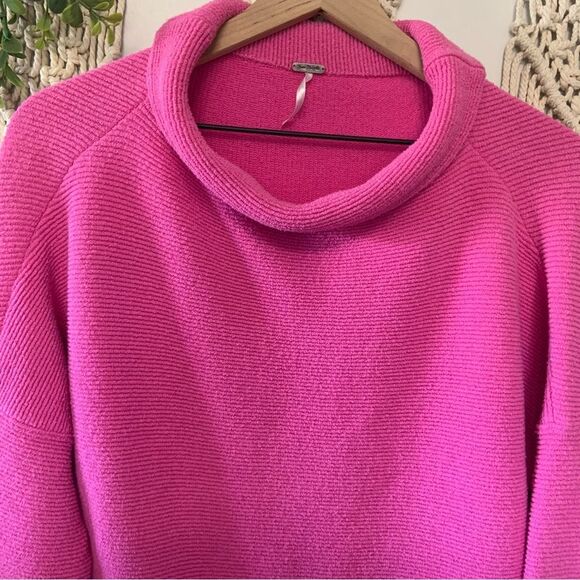 FREE PEOPLE Ottoman Slouchy Tunic Electric Pink Medium - Picture 5 of 12
